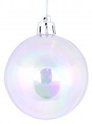 6x 60mm Blue & Clear Iridescent Soap Bubble Look Christmas Baubles