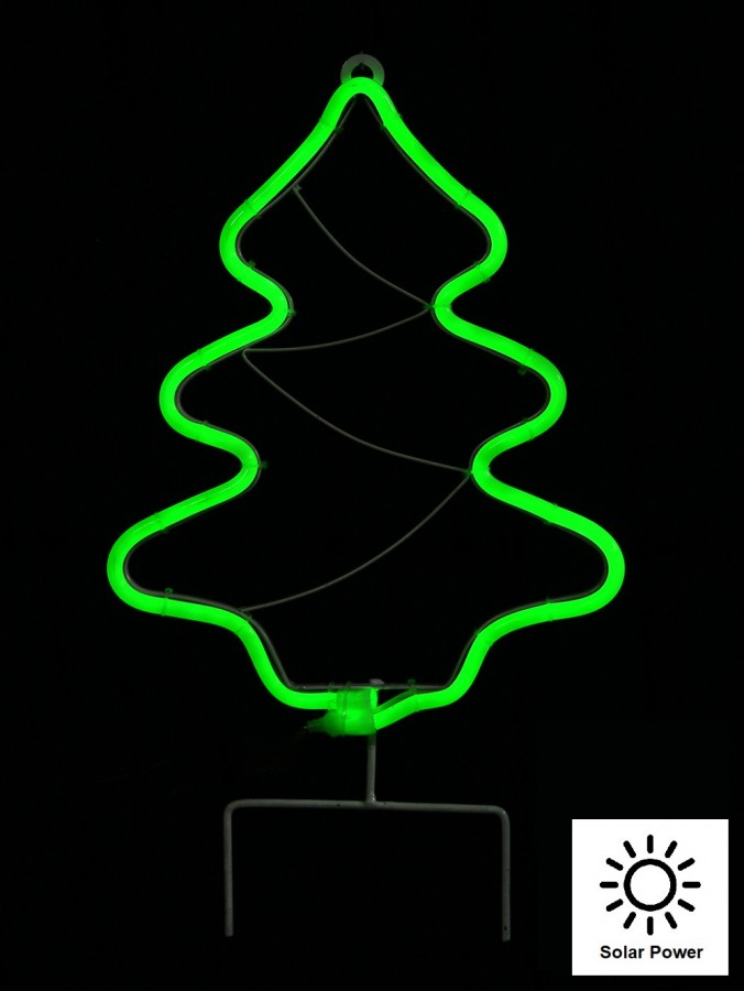 Green Neon Flex Christmas Tree Solar Path Light - 42cm