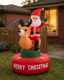 1.5m Santa Riding Mechanical Deer Bull | Animated LED Outdoor Inflatable