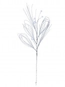 75cm Shiny Silver With Matte Baubles Twig Spray Long Christmas Clip Stem