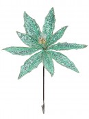 30cm Mint Green Sequins On Mesh Poinsettia Flower Christmas Tree Clip Pick
