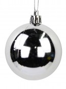 Gloss, Matte, Pearl, Glittered & Striped Silver Baubles - 64 x 60mm