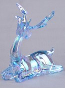12cm Iridescent Blue Glass Look Sitting Reindeer Figurine