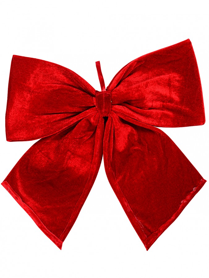 Large Red Velour Moulded Craft Bow Display Decoration - 45cm