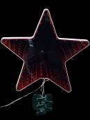 Red LED Double Sided Infinity Mirror Christmas Star Tree Top Decoration - 25cm