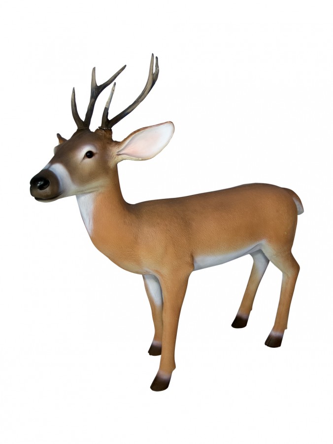 Real Look Standing Life Size Christmas Reindeer Resin Decor Ornament - 1.1m