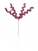 Pink Fabric Tinsel Pigtail Curls & Swirls Christmas Spray Stem - 46cm