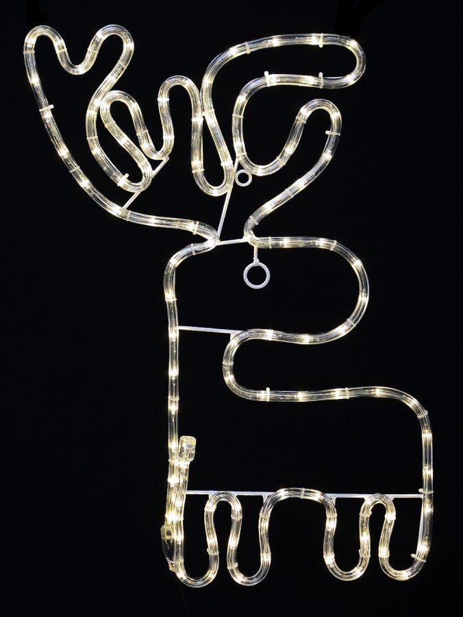 Warm White Cartoon Style Reindeer Rope Light Silhouette - 62cm