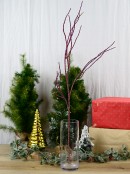 90cm Pink Iridescent Glitter & Sequin Twig Spray Long Christmas Stem