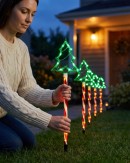 6x LED Christmas Tree & Spiral Path Lights - Hybrid Solar & Electric Stakes | 61cm