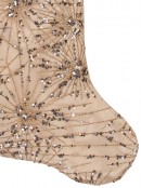 Champagne Satin With Sequin Starburst Pattern Christmas Stocking - 48cm