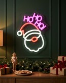 26cm Santa & Ho Ho Ho Indoor Neon LED Display On Acrylic Board