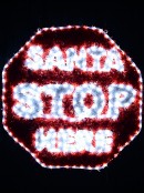 Red & White 'SANTA STOP HERE' LED Tinsel Sign Christmas Light Display - 76cm