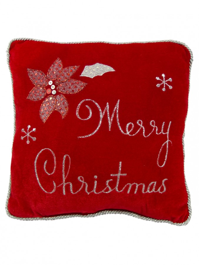 Merry Christmas Red Cushion - 30cm