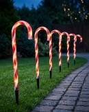 6x LED Christmas Candy Cane Path Lights - Red & White Garden Stakes | 54cm