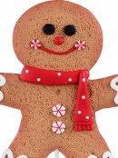 Gingerbread Man Cookie With Dotted Scarf Christmas Tree Decoration - 13cm