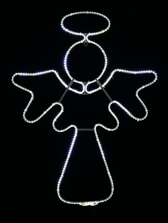Cool White Nativity Angel With Halo SMD Strip Light Silhouette - 83cm