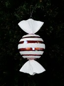 Clear Pink Iridescent & White Stripe Wrapped Christmas Ball Lolly Bauble - 30cm