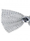 Silver Mesh Bowtie With Diamante Knot Christmas Decorations - 3 x 11cm