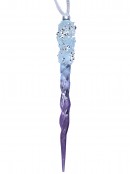 3x 12cm Clear to Purple With Frost & Sequins Christmas Tree Icicle Ornaments
