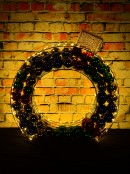 90cm Gold Wireframe Bauble With Baubles & Warm White LED Light Display