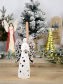 Glorious White Angel With Silver Wings Ceramic Christmas Ornament - 25cm