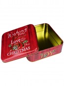 17cm Rustic Red Timber Look Christmas Cookie Tin | Festive Metal Gift Box