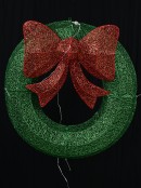 Green & Red With Twinkle LED 3D Mesh Wreath & Bow Light Display - 92cm