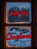 40cm Red Merry Christmas Bubble Like Sticker With Silver Stars