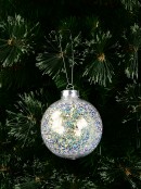 Iridescent Flake Clear Bauble Christmas Tree Hanging Decoration - 10cm