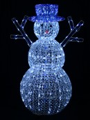 Cool White LED Crystal 3D Winter Snowman With Top Hat - 1.2m