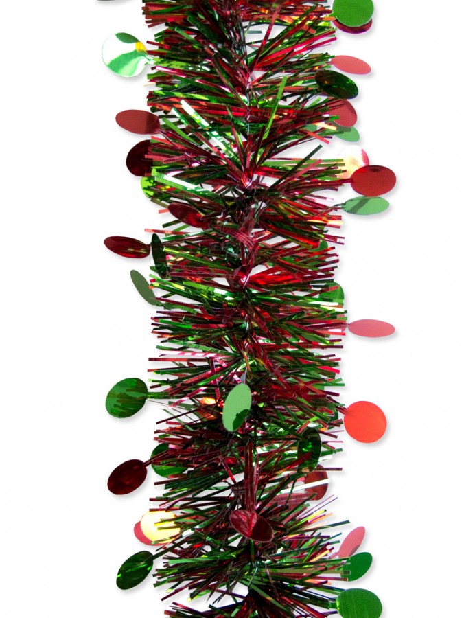 Red & Green Metallic Christmas Tinsel Garland - 2.7m