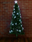 Cool White Fibre Optic Christmas Tree With 230 Tips & Star Decorations - 1.8m