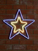 Blue & Cool White Double Star Neon Rope Light Silhouette - 55cm