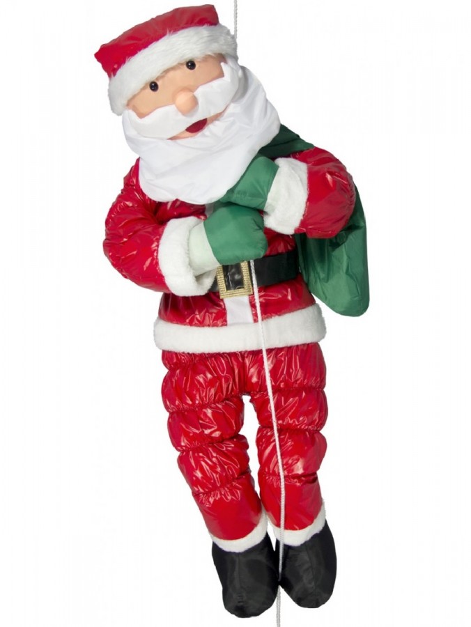 Padded Santa Climbing Rope With Sack Outdoor Hanging Decoration - 1.2m