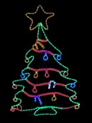 Christmas Tree With Decorations LED Rope Light Silhouette - 1.2m