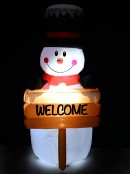 Snowman & Welcome Signpost Illuminated Christmas Inflatable Display - 1.5m