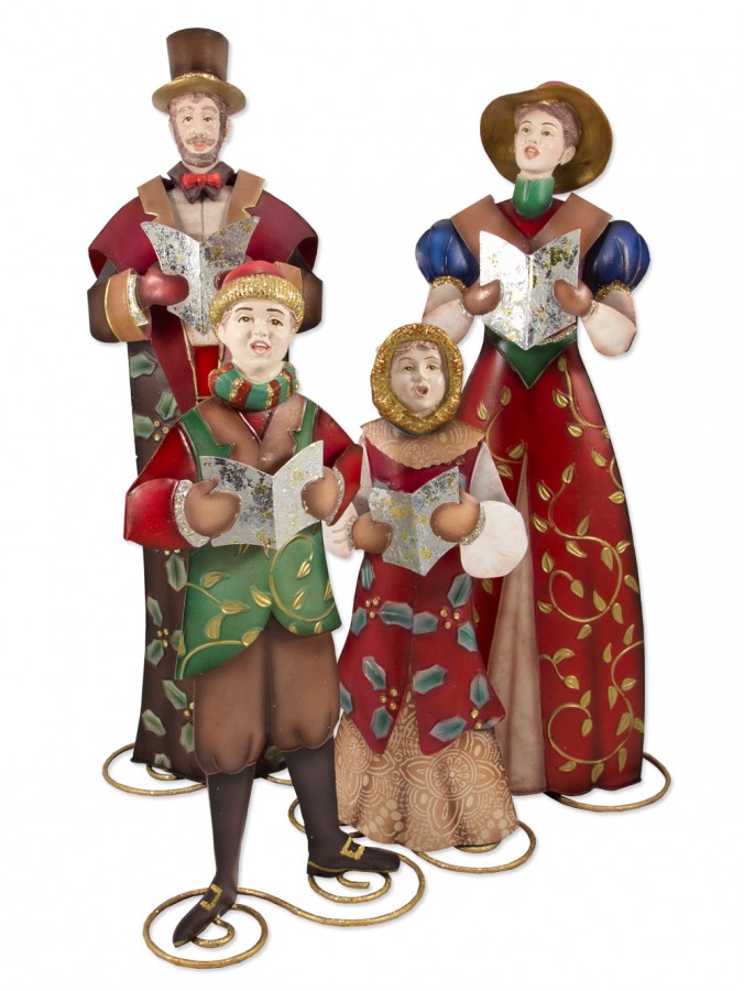 Family Of 4 Carollers Tin Ornament - Up To 46cm