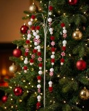 65cm Red & White Candy Balls & Bells Weeping Willow Long Christmas Stem