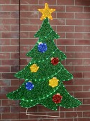 Green Tinsel Mesh Decorated Christmas Tree & Twinkle LED Light Display - 1.2m