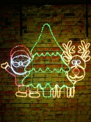 1.2m Santa, Reindeer & Tree With White, Green & Red LED Twinkle Light Display