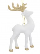 White, Silver & Gold Reindeer Christmas Tree Hanging Decorations - 3 x 12cm