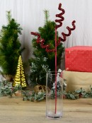 44cm Red Tinsel Fleck Curls & Swirls Spray Long Christmas Stem