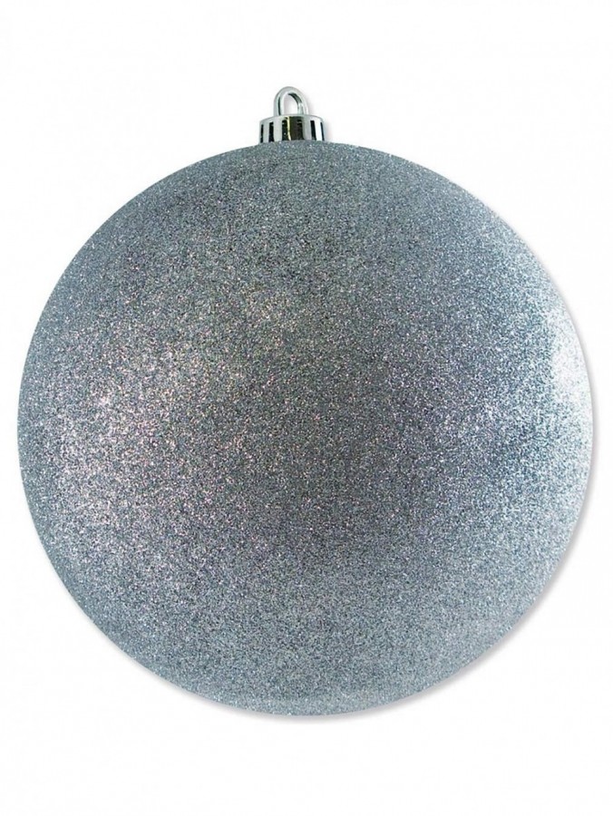 Majestic Silver Glitter Bauble Large Display Ornament | 20cm