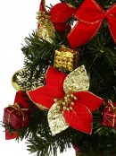 Decorated Red, Green & Gold Mixed Foliage & Floral Pine Table Top Tree - 60cm