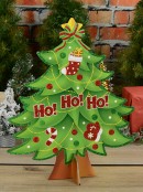 46cm Glittered Ho Ho Ho Christmas Tree Freestanding Christmas Sign