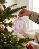 2x Lustrous Pink Tinted Grand Iridescent Soap Bubble Ball Bauble | 15cm