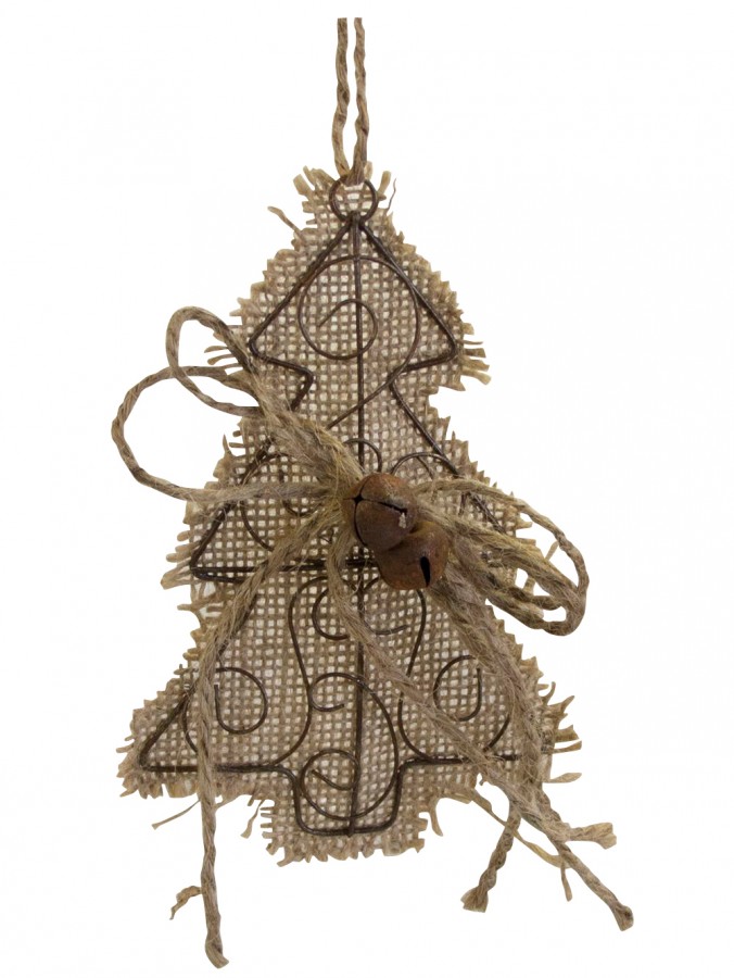 Country Look Hessian Christmas Tree Hanging Decoration - 15cm