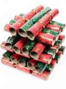 Red & Green With Gold Leaf Stems Pattern Christmas Bon Bons - 100 x 26cm