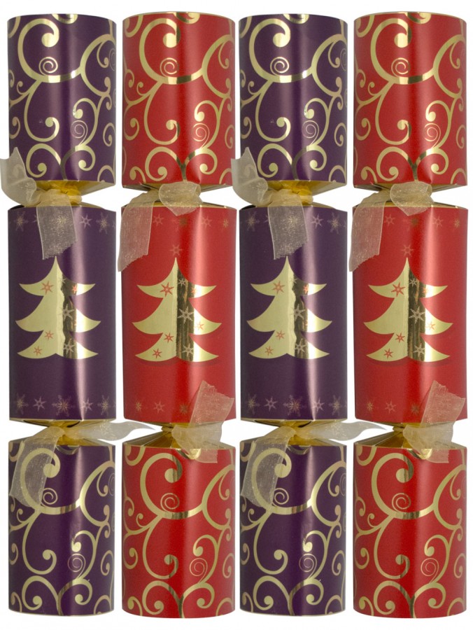 Red & Purple With Gold Tree Bon Bons - 10 x 36cm